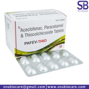Aceclofenac 100mg+ Paracetamol 325mg+ Thiocolchicoside 4mg Manufacturer, Supplier & PCD Franchise | Snu Biocare